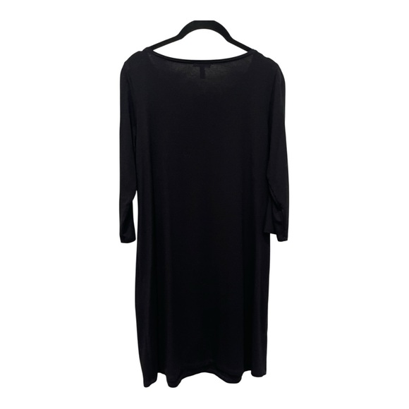 Eileen Fisher Black Viscose Jersey Ballet Neck Tunic Dress | Size MP Petite - Picture 3 of 5